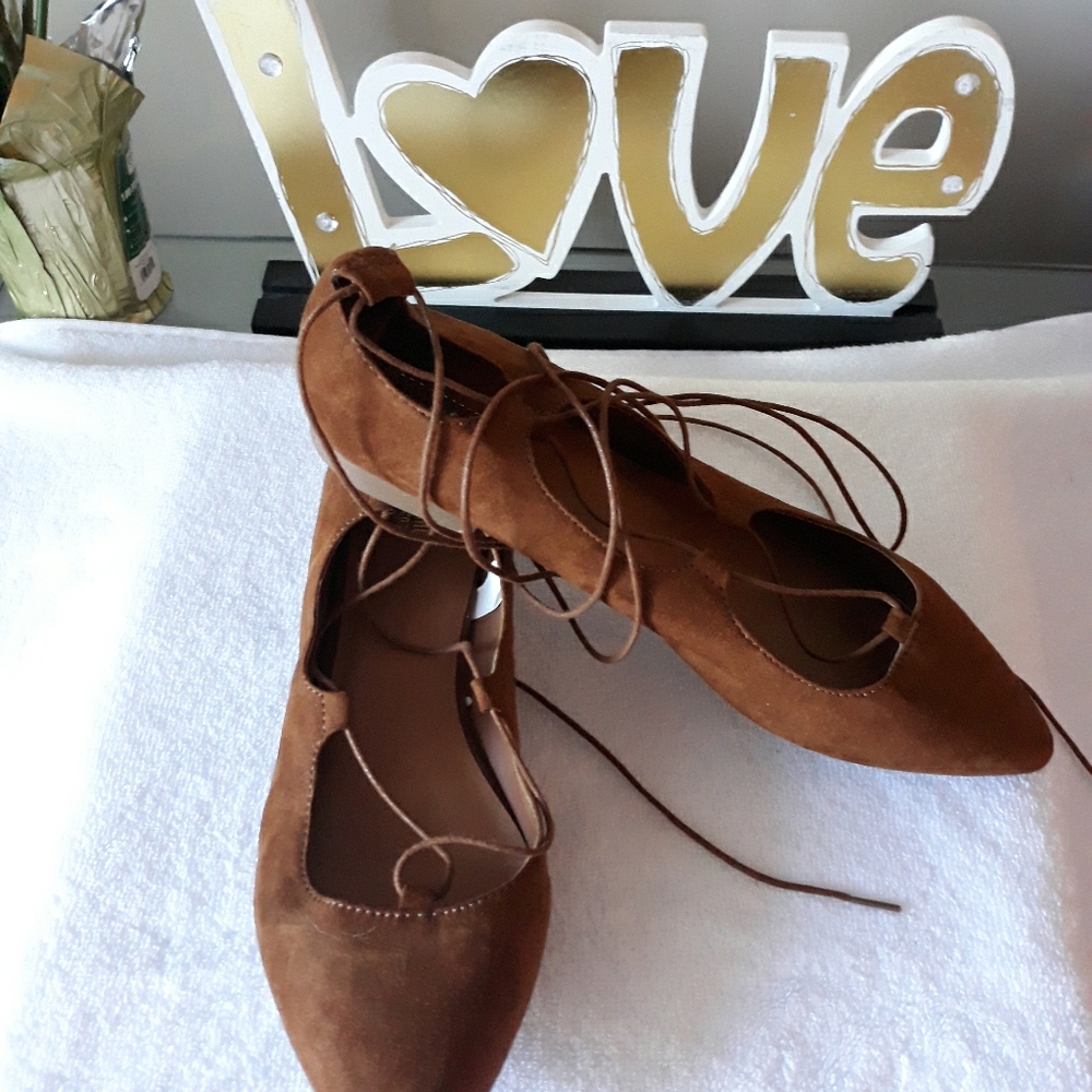 Womens Brown Suade Flats